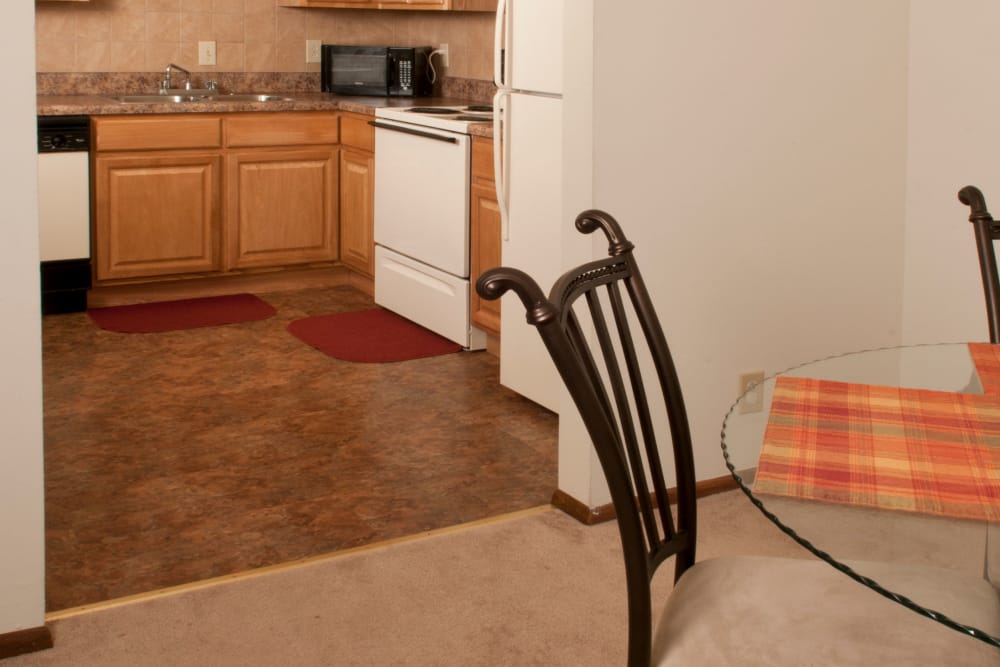 Kitchen next to dining room at Willow Run in Clinton, Tennessee