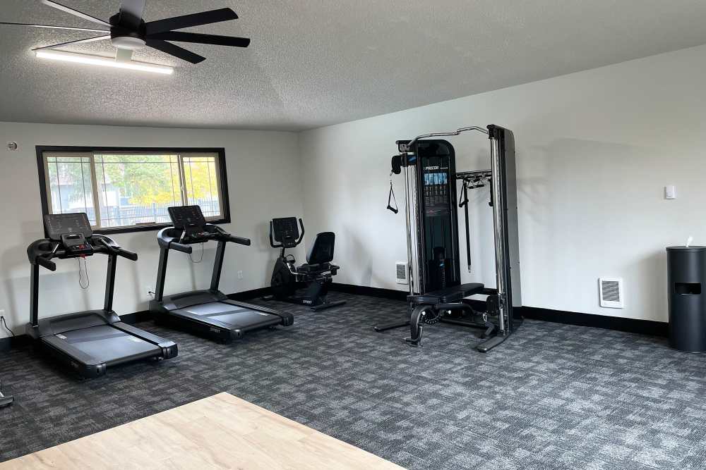 Fitness center with ready to use equipment at The Village at SoTa in Tacoma, Washington