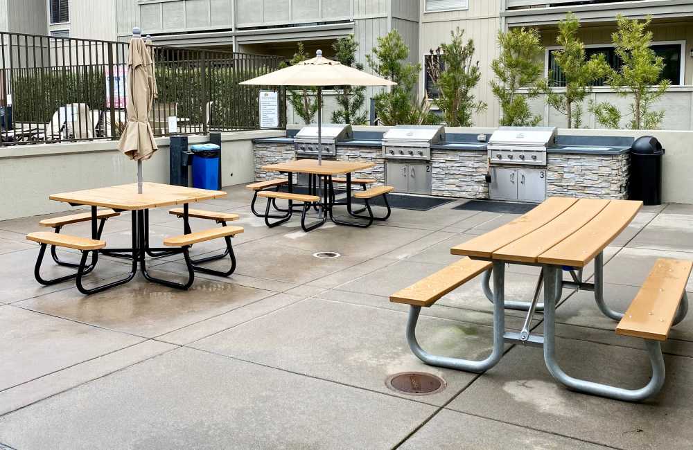 Outdoor grilling stations at Springwood Apartment Homes in Los Altos, California