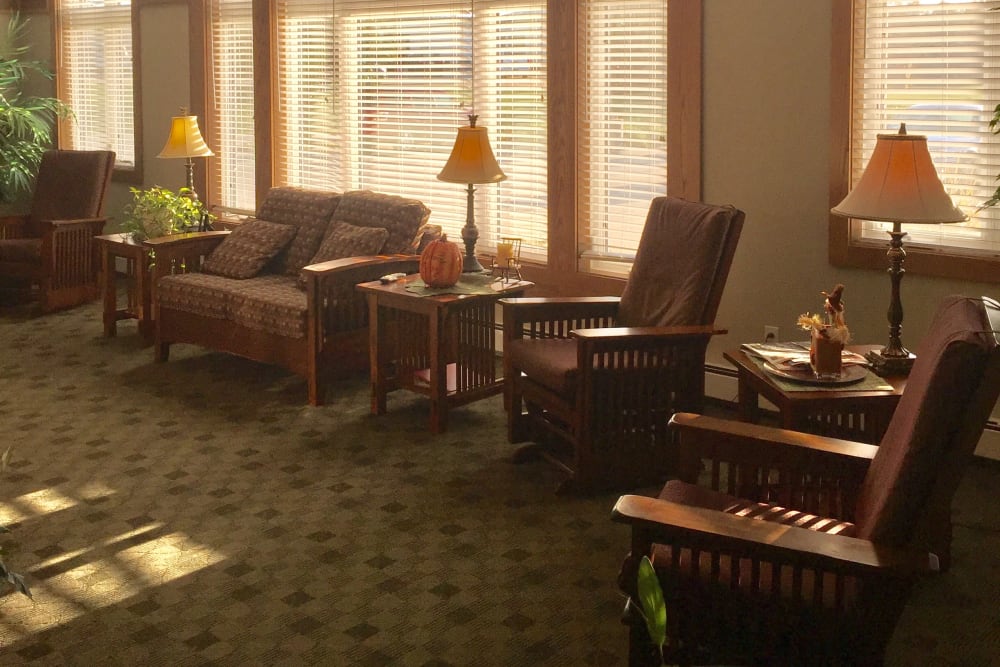 Living room area at Meadow Ridge Senior Living in Moberly, Missouri. 