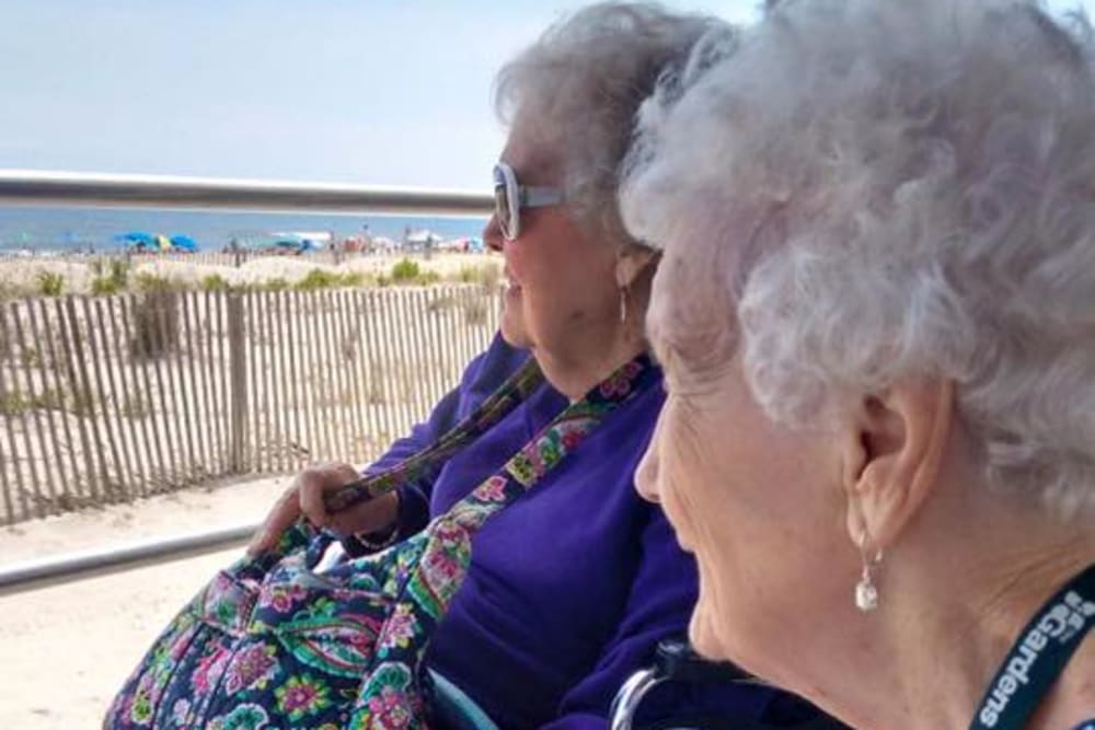 Residents enjoying beach view near Traditions of Cross Keys in Glassboro, New Jersey