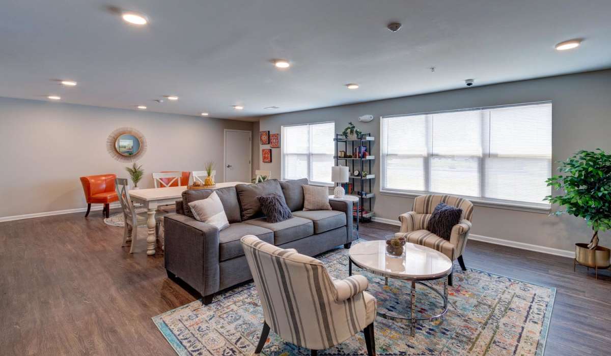 Community room with couch at Proctor Place in Indianapolis, Indiana