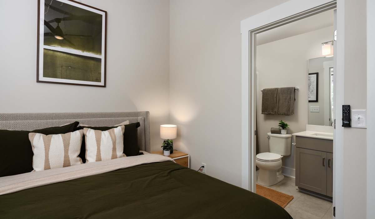 Bedroom and Bathroom at Maybrook Terraces in Greenville, South Carolina