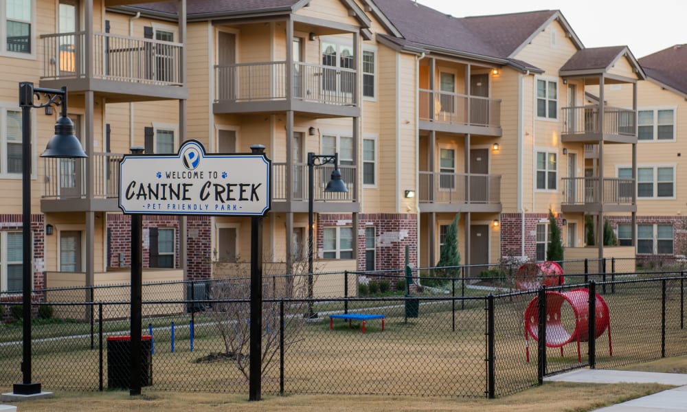 Dog park at Portico at Friars Creek Apartments in Temple, Texas