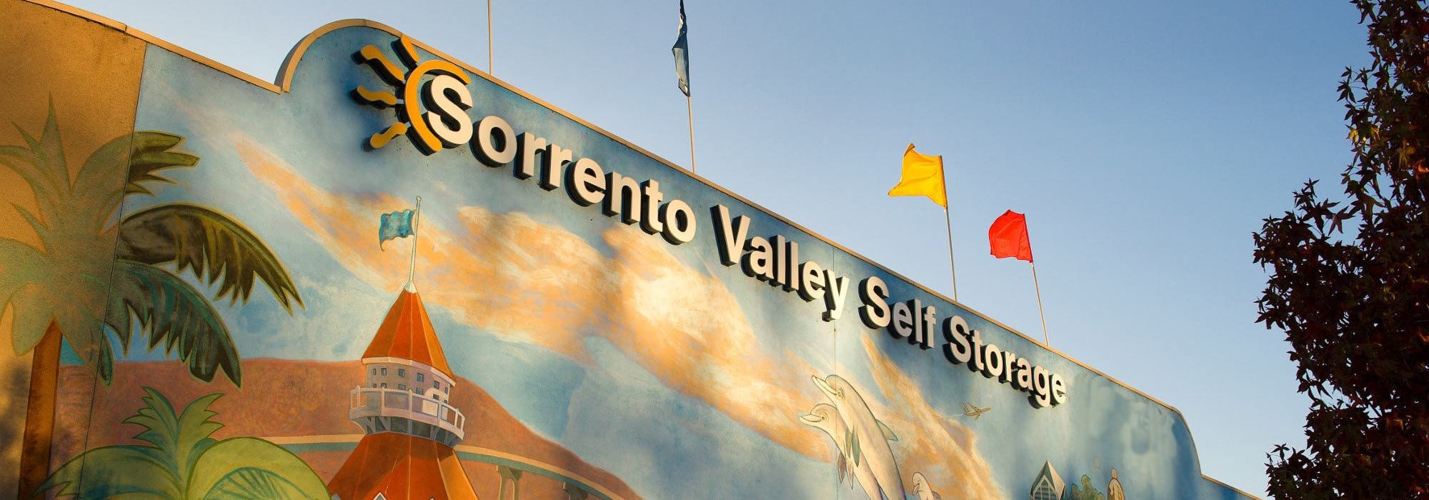 Branding on the exterior of Sorrento Valley Self Storage in San Diego, California