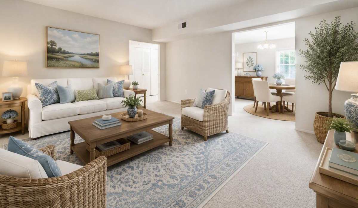 Modern Apartment Living and Dining Room at Willow Oaks Apartments in Richmond, Virginia