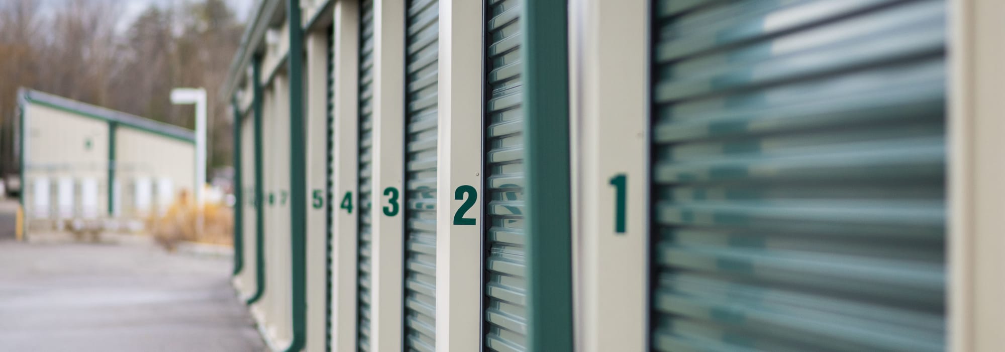 Numbered storage units at Apple Self Storage - Aurora in Aurora, Ontario
