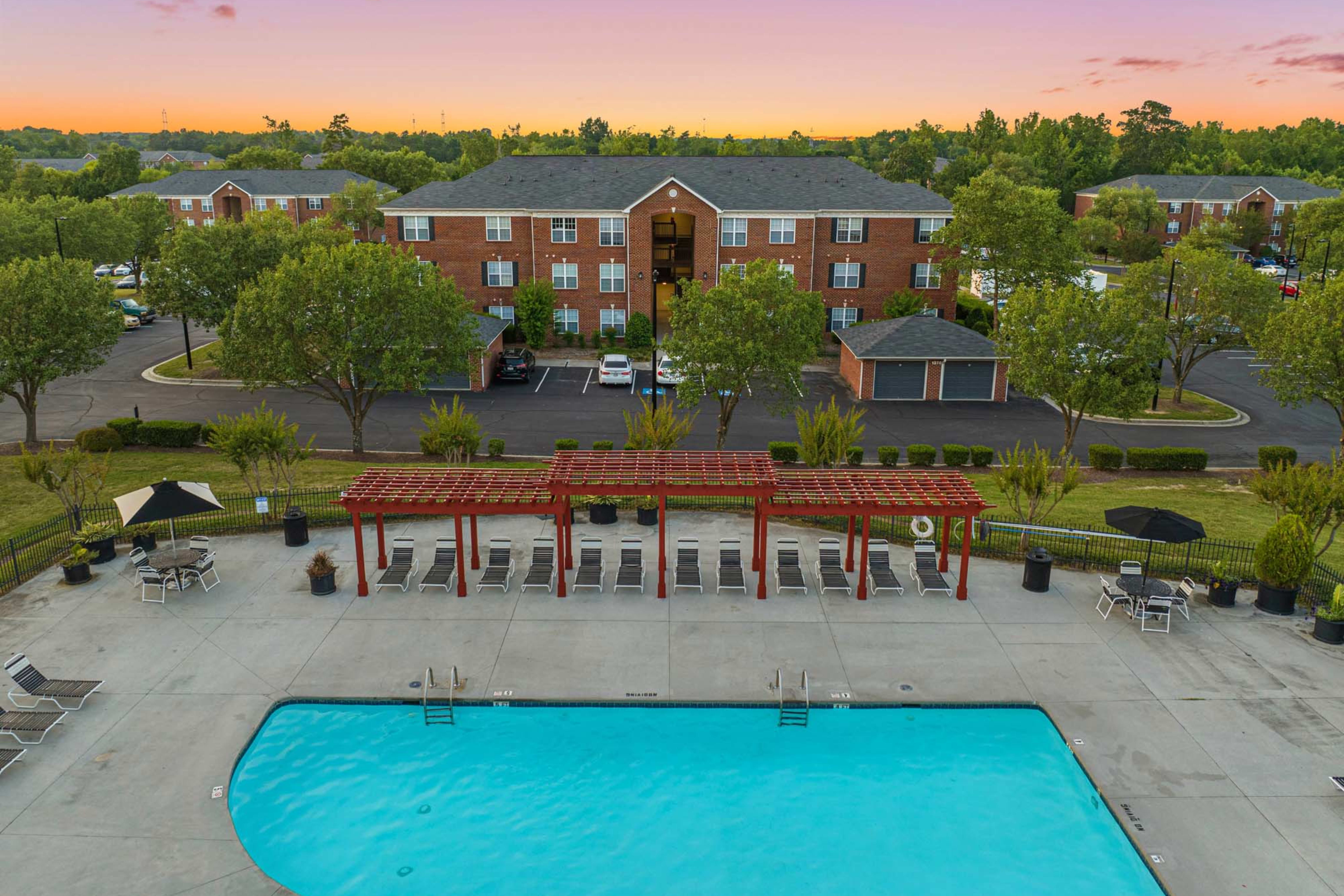 Top View of Pool Area at Laurel Springs in High Point, North Carolina