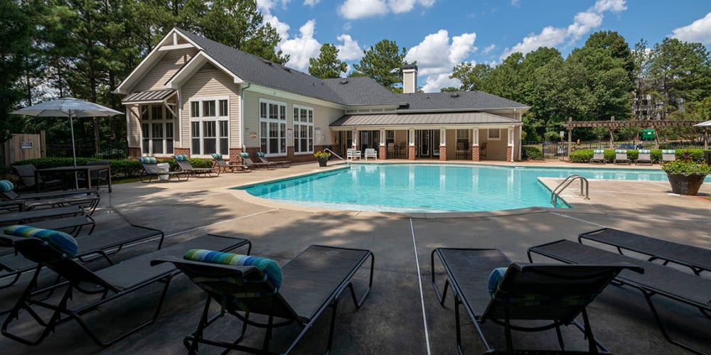 The community swimming pool at The Glen at Lanier Crossing in Stockbridge, Georgia