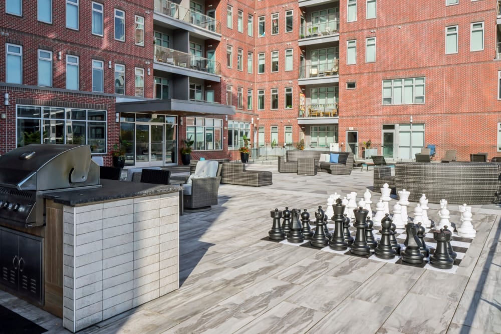 Sky lounge and outdoor grilling spot at Terraces at Manchester in Richmond, Virginia