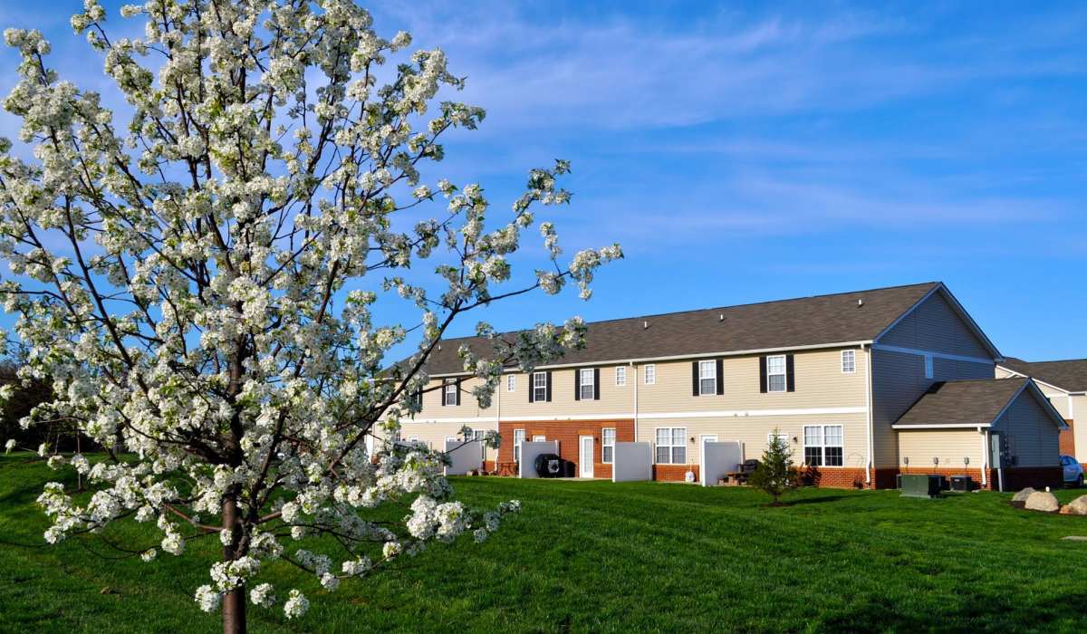 Property exterior with a lawn at Bluestone in Greenfield,Indiana