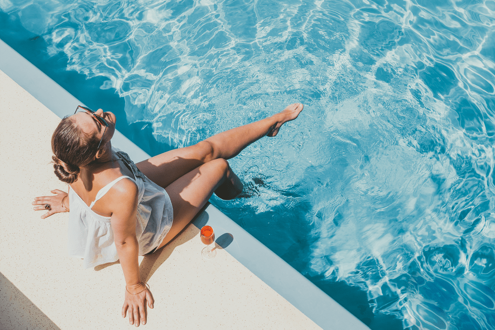 Residents Enjoying pool at The Trails at Canyon Crest in Riverside, California