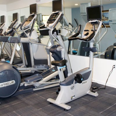 Exercise equipment in the fitness center at Howard Gilmore Terrace in La Mesa, California