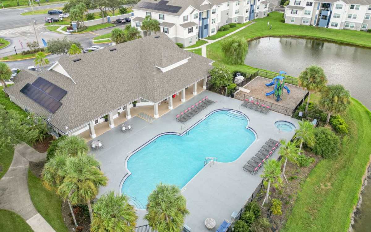 Modern swimming pool at Stratford Point in Sanford, Florida