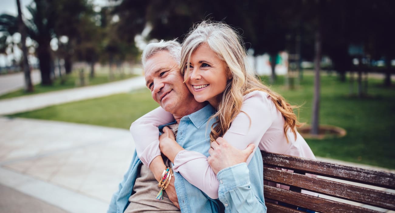 Residents sitting on a bench in a local park near Catherine Street in Bloomingdale, New Jersey