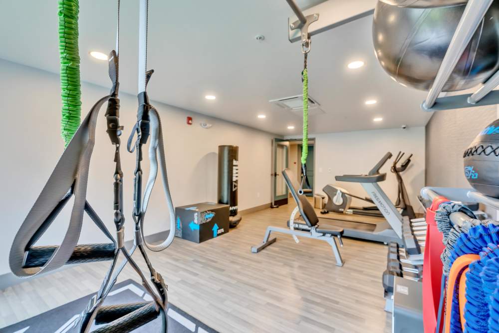 Fitness equipment and exercise accessories at Latitude at South Portland in Portland, Maine