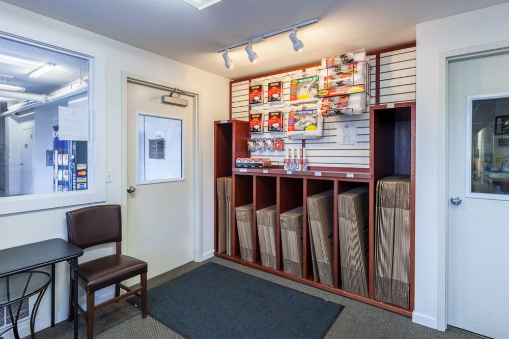 Moving supplies at Lake City Mini Storage in Seattle, Washington.