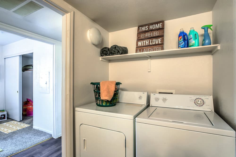 Full-size washer and dryer in apartment at Portola Del Sol in Las Vegas