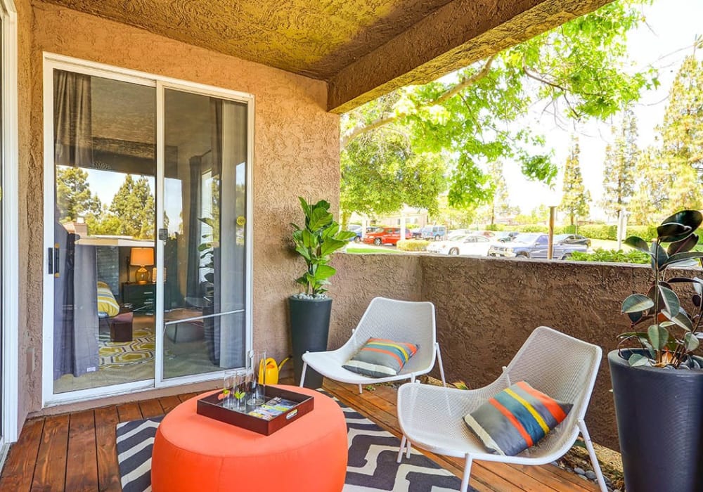 Deck at Sierra Del Oro Apartments in Corona,CA