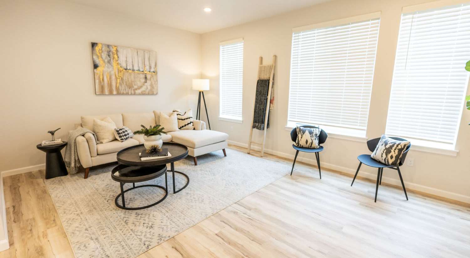Spacious living room with wood-style flooring at 4315 S. Alder in Tacoma, Washington