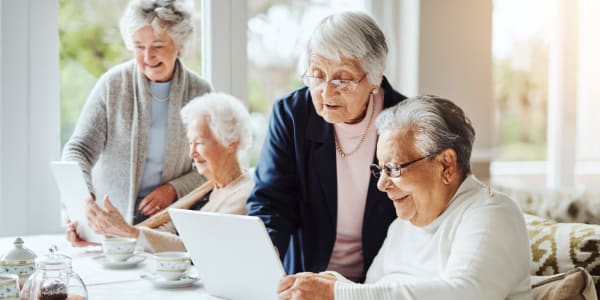 Residents using their computers at Ingleside Communities in Mount Horeb, Wisconsin