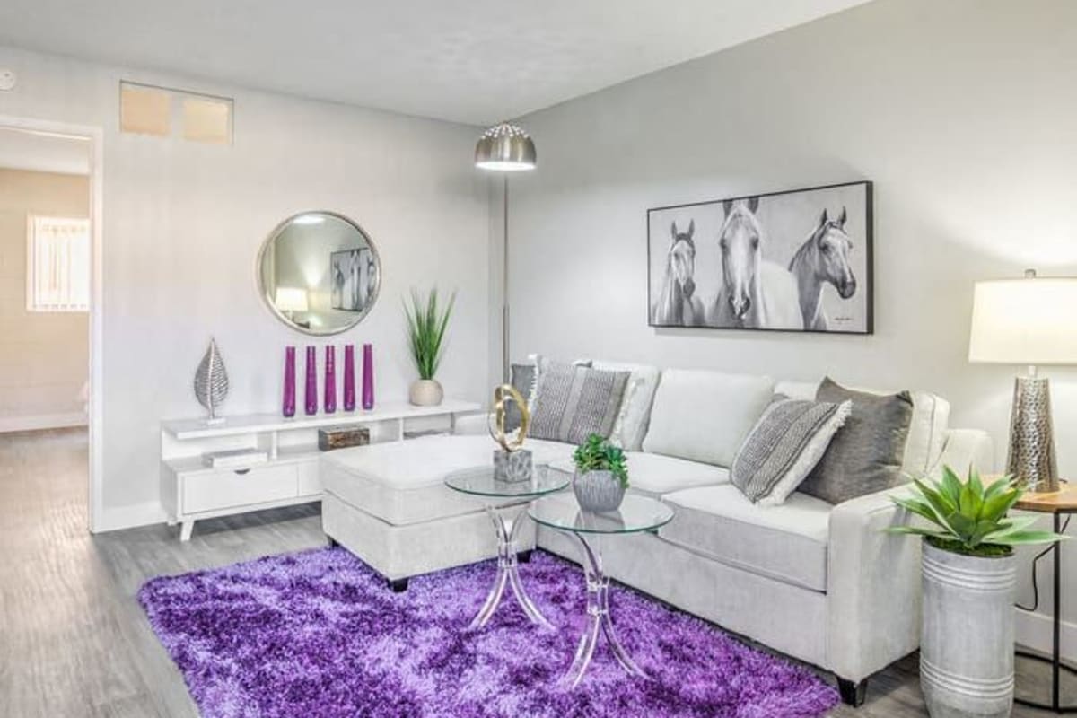 Apartment living room at Wyandotte in Las Vegas, Nevada