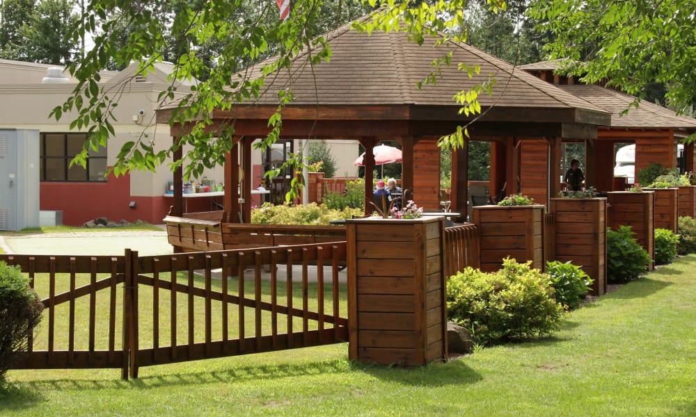 Gazebo on grounds at Maple Ridge Care Center in Spooner, Wisconsin