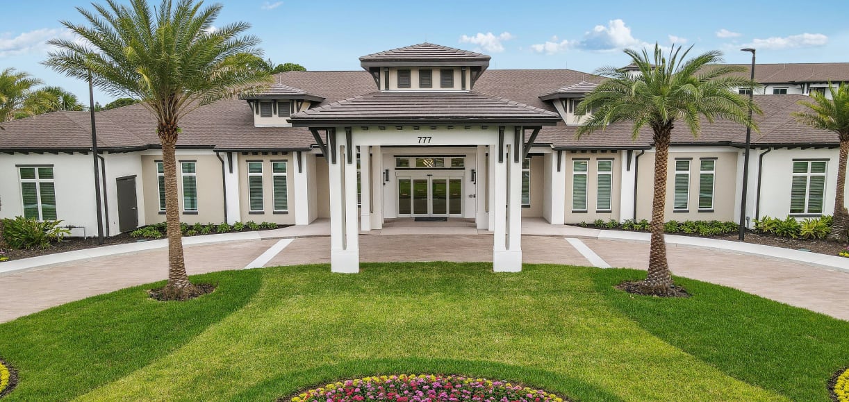 Front of the building for Alura By Inspired Living in Rockledge, Florida.