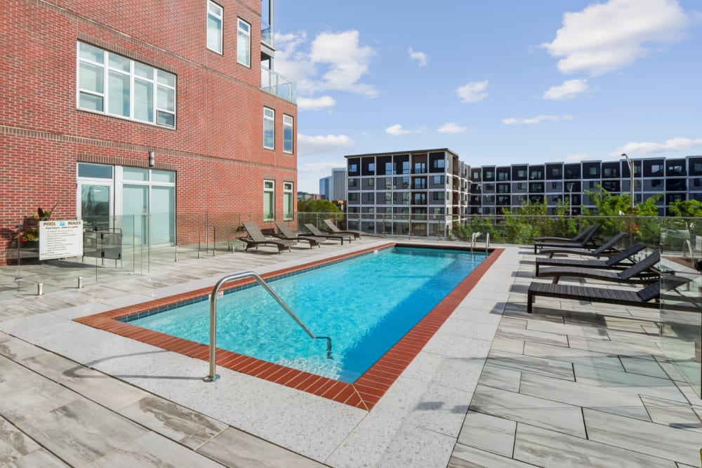 Sparkling swimming pool at Terraces at Manchester in Richmond, Virginia