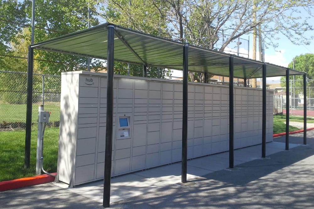 The package lockers at Callaway Apartments in Taylorsville, Utah