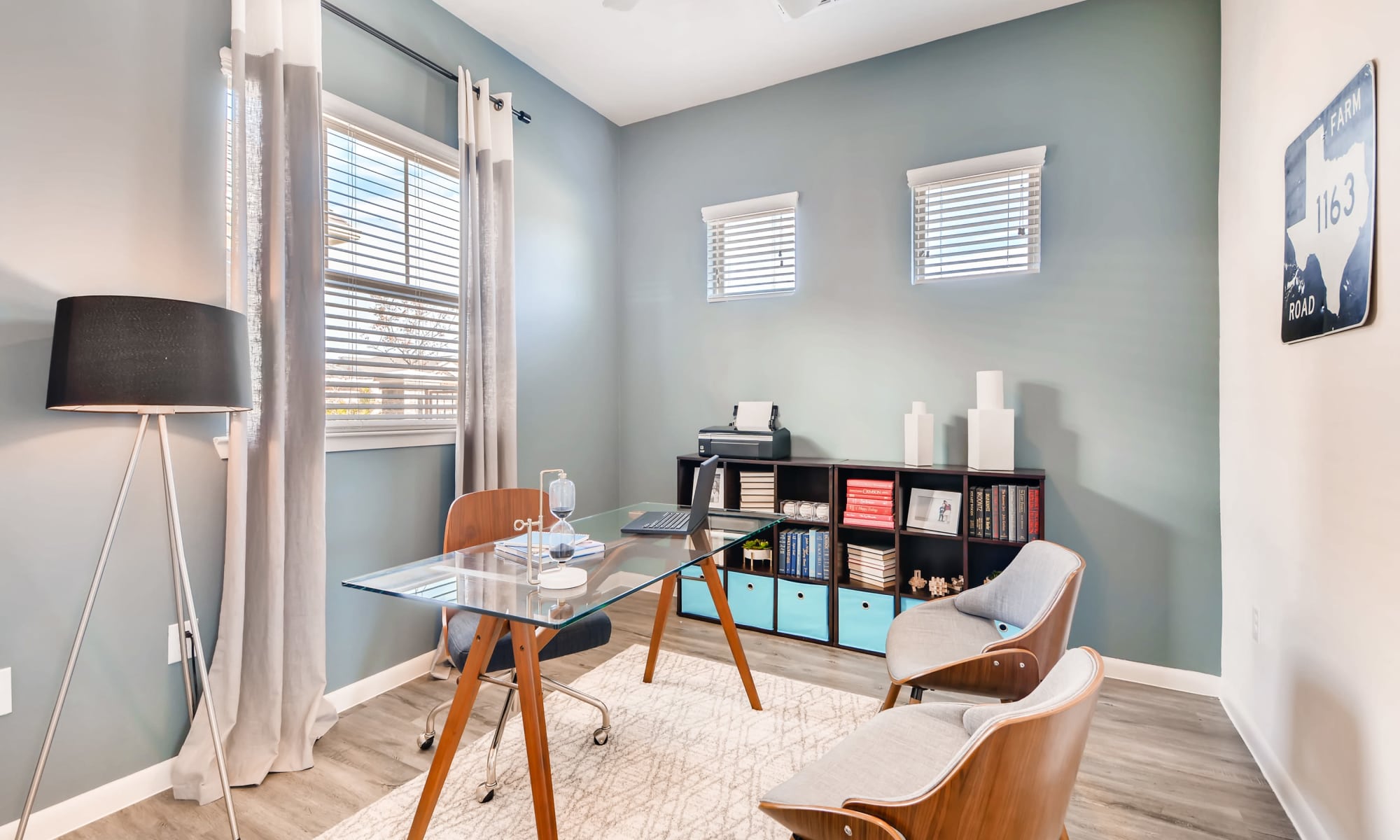 A work space in an apartment at Avilla Heritage in Grand Prairie, Texas