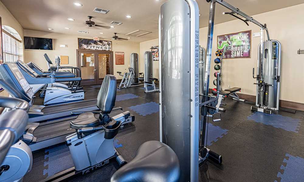 Well-equipped fitness center at Sunset Lodge in Odessa,Texas