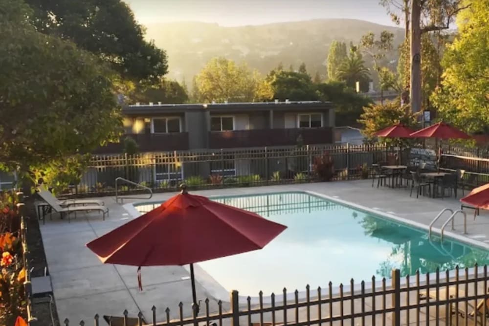 Fitness center with cardio machines for residents to use at Parc Marin in Corte Madera, California