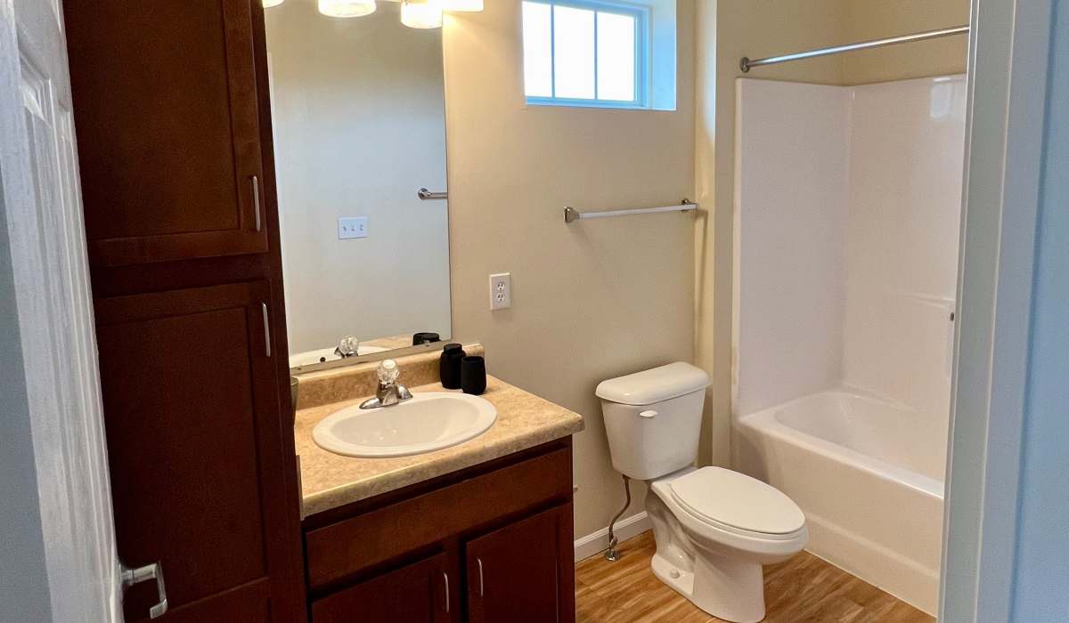 Bathroom with bath tub at The Enclave Apartments in Columbus. IN