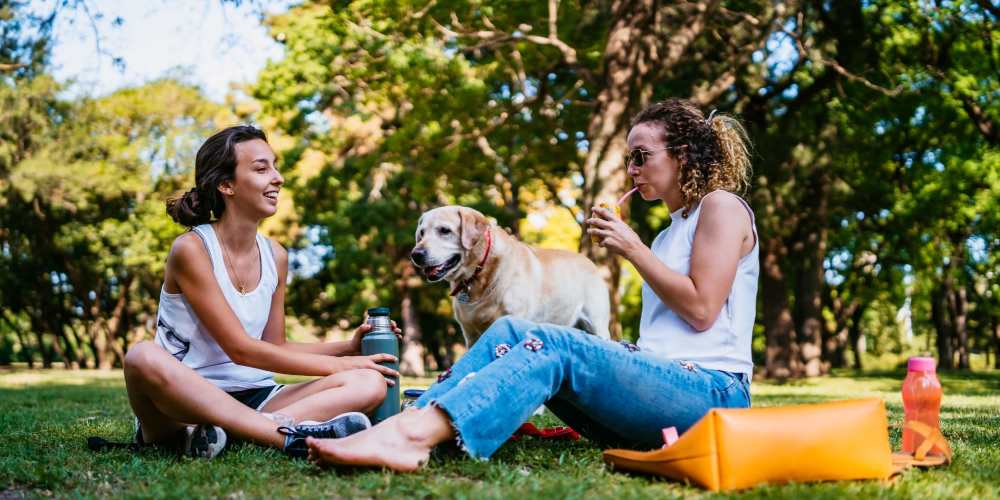 Women enjoying a park picnic near BDX at Capital Village in Rancho Cordova, California