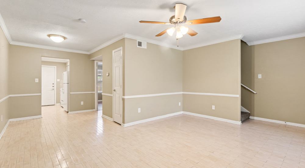 Bedroom with ceiling fan Walden of Westchase in Houston, Texas