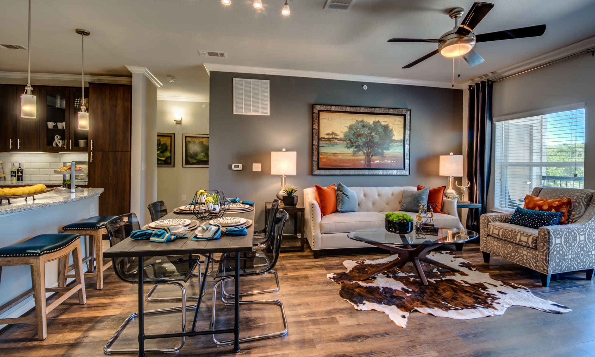 Spacious Living Room at The Abbey at Dominion Crossing in San Antonio, Texas