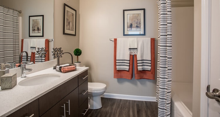 Well decorated bedroom at The Landings at Meadowood in Baldwinsville