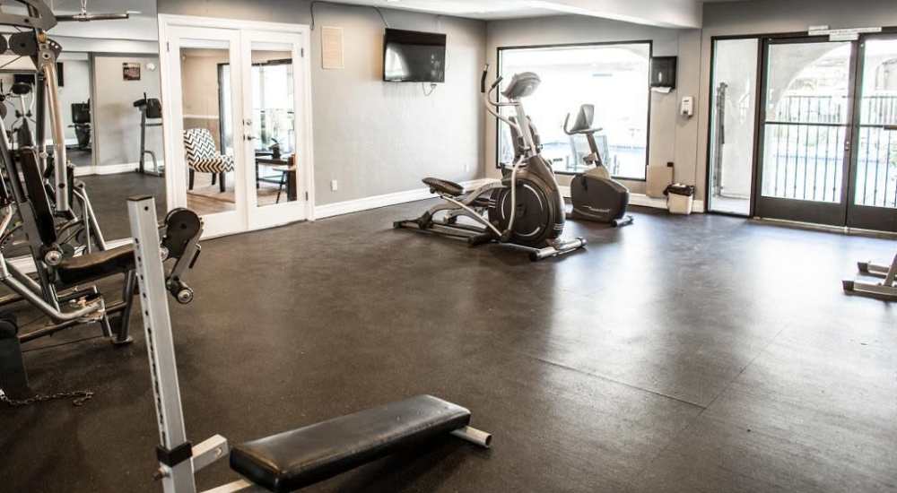 State-of-art fitness center at Park Terrace in Reseda, California
