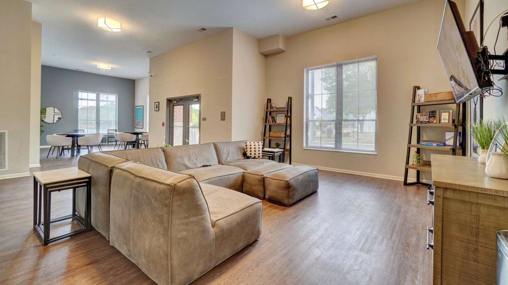 Community space with couch at Holley Pointe in Portsmouth. VA