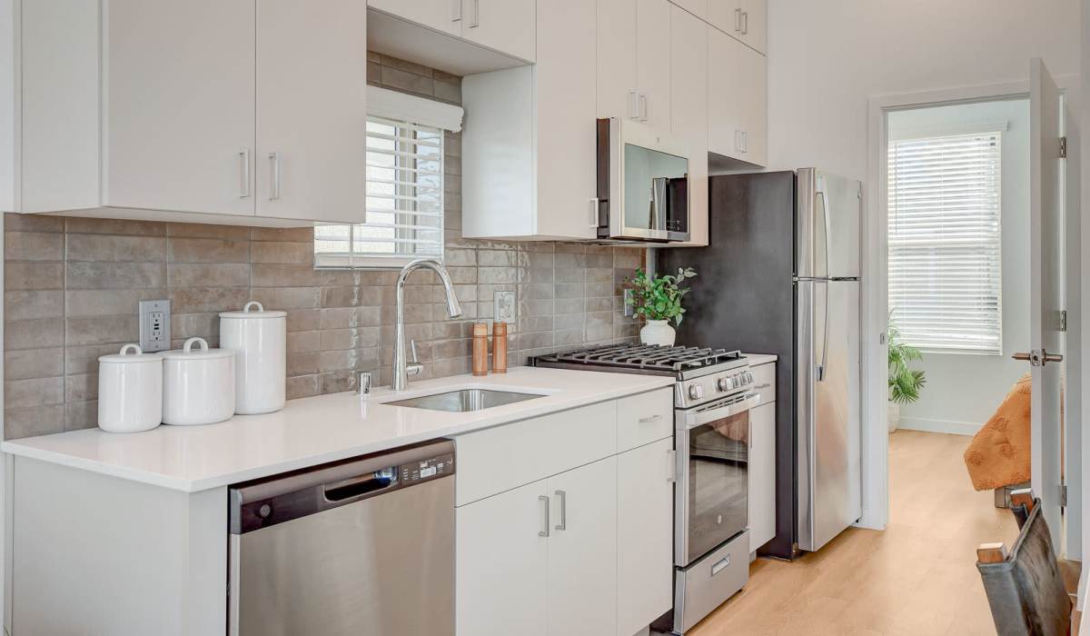 Stainless-steel appliances in modern kitchen at Heirloom at Rome in Las Vegas, Nevada
