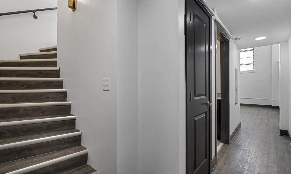 Apartment staircase at The Lofts at the Municipal in Lafayette, Louisiana