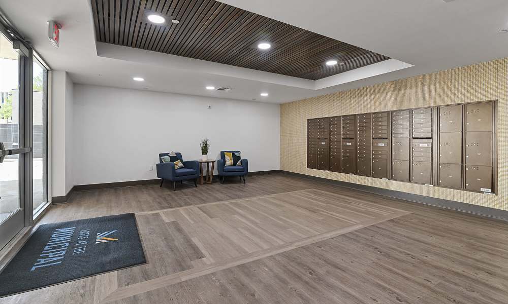 Lockers of a community at The Lofts at the Municipal in Lafayette, Louisiana