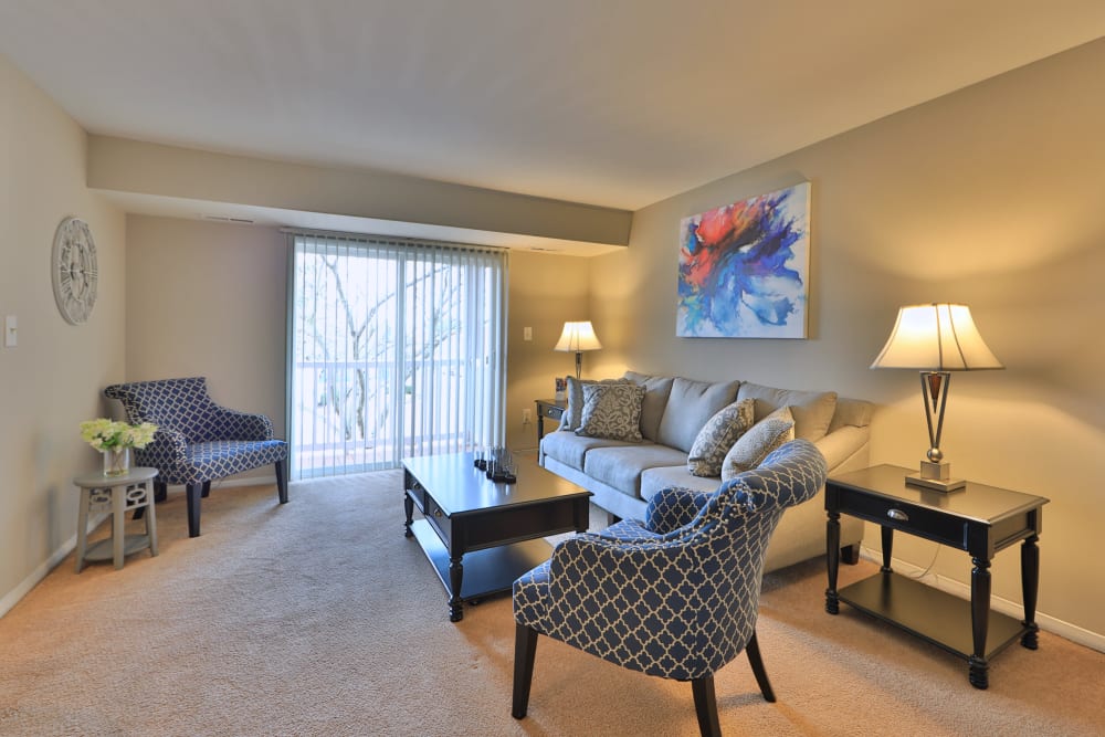 Willowood Apartment Homes offers a naturally well-lit living room in Westminster, MD