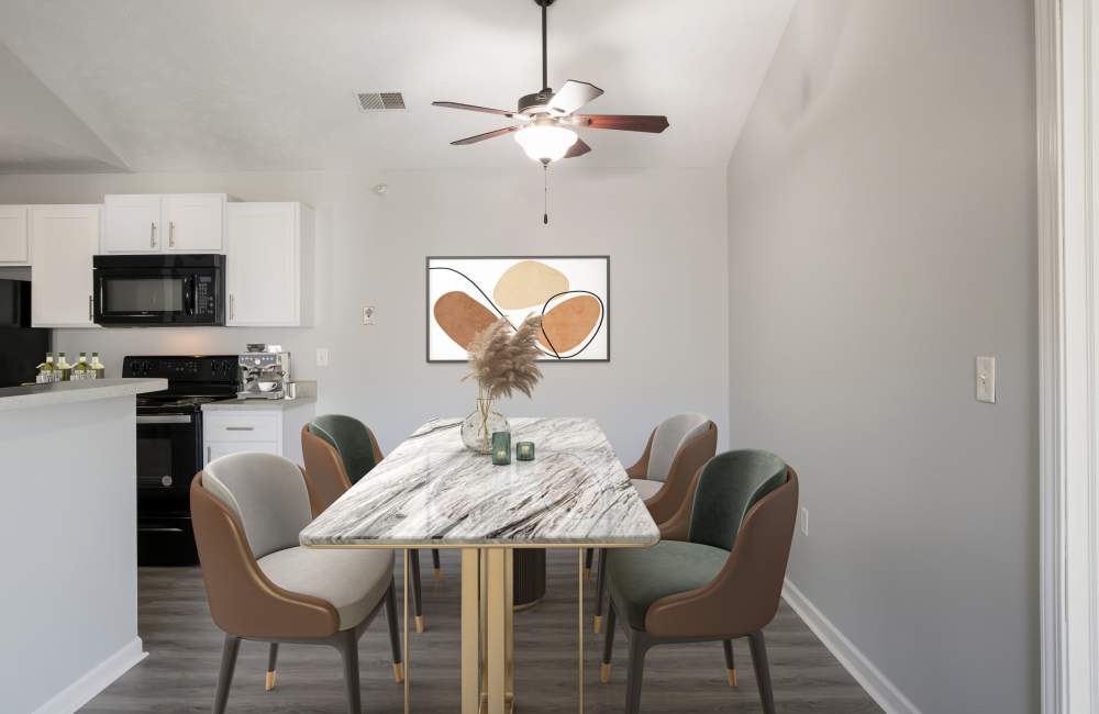 Kitchen with dining table at Valley View Estates in Council Bluffs, Iowa