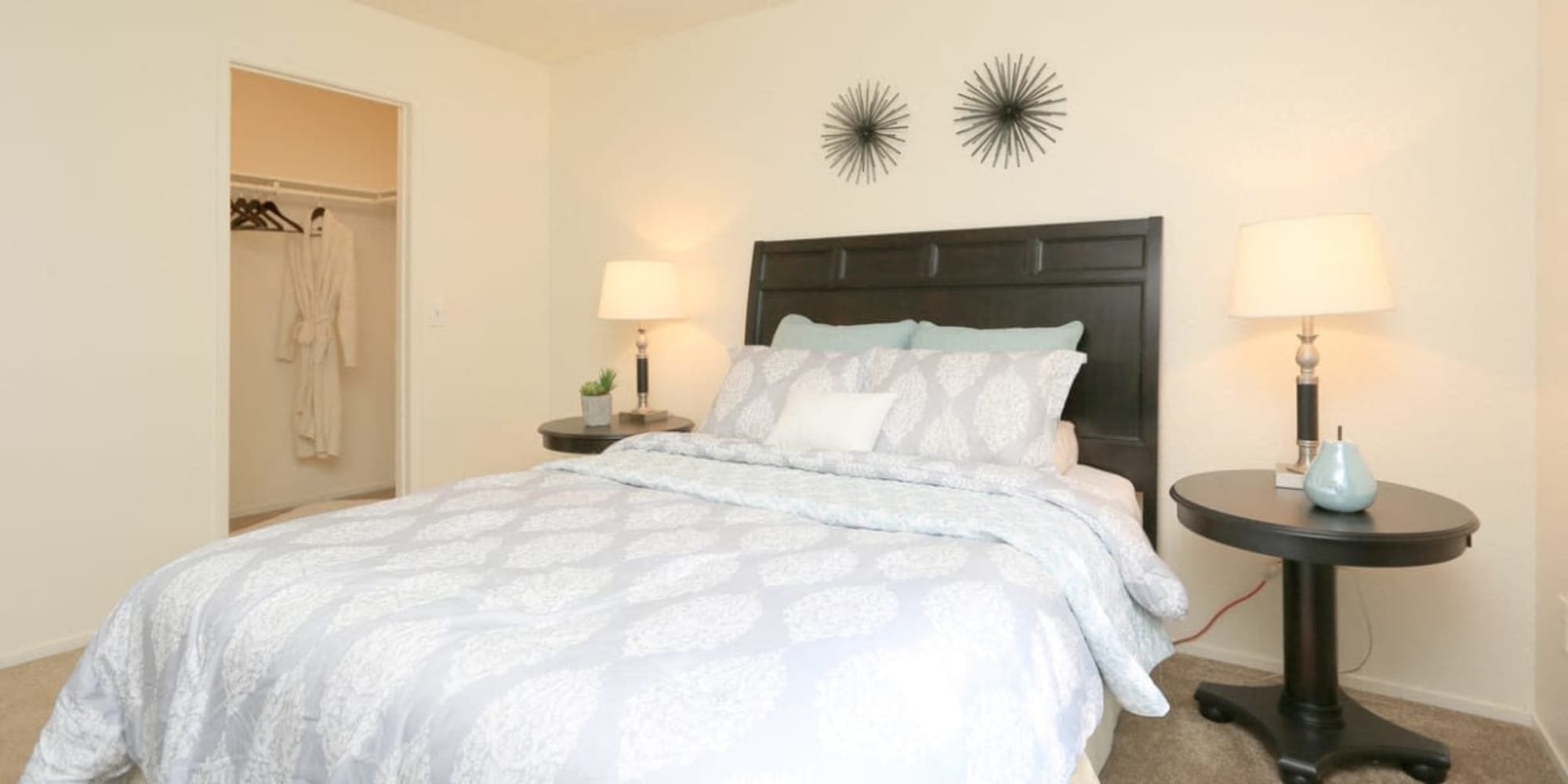 Bedroom with walk-in closet at Shasta Terrace in Vacaville, California