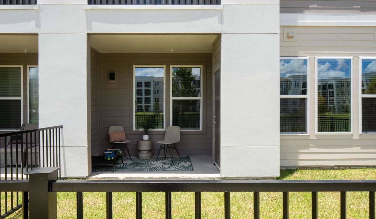 Patio with private lawn at Afton Palms in Sanford, Florida