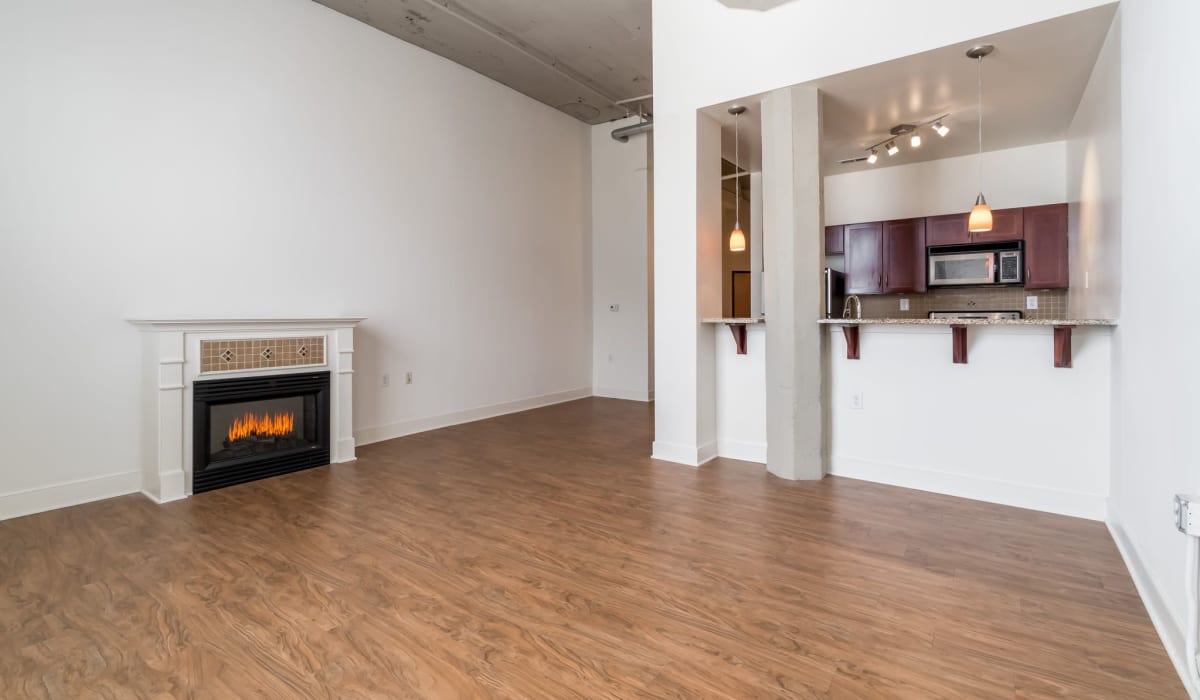 Spacious floor plan with wood floor at The Collection at American Tobacco Center, Richmond, Virginia