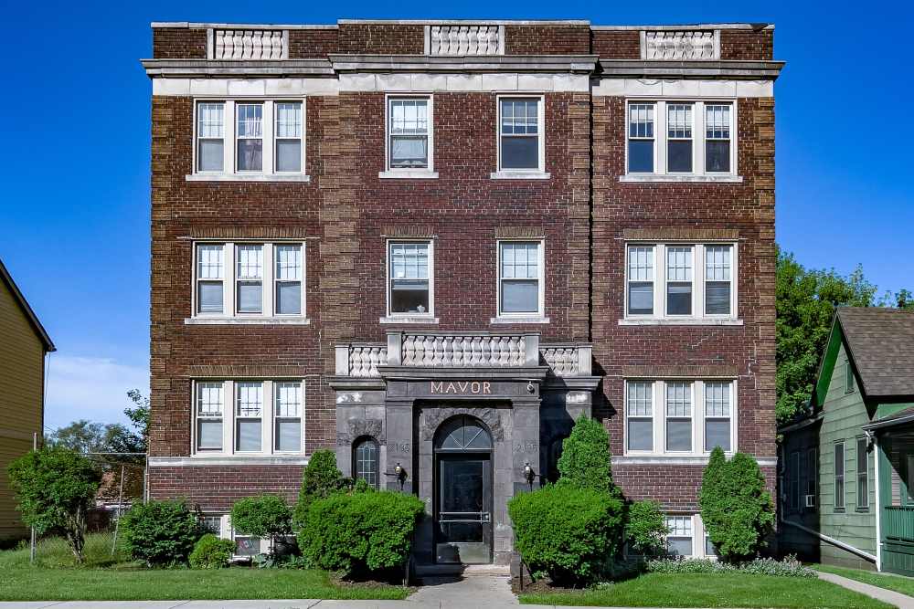 Entrance to gated community at Detroit Living in Detroit, Michigan