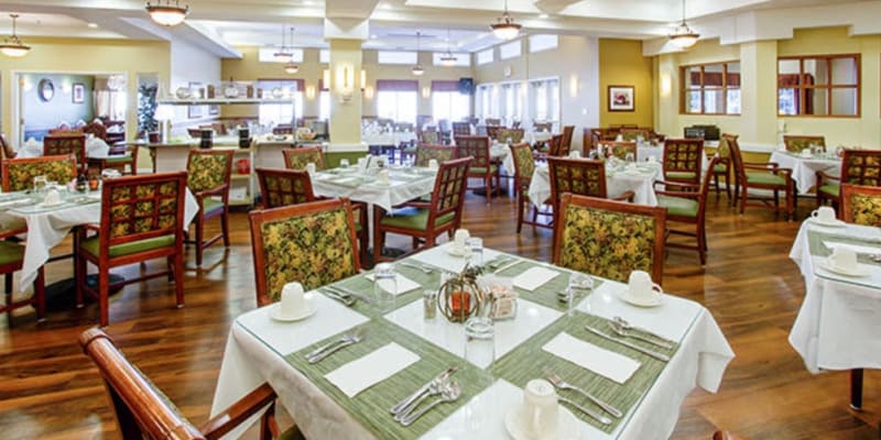 The resident dining room at The Iris Senior Living in Great Falls, Montana. 